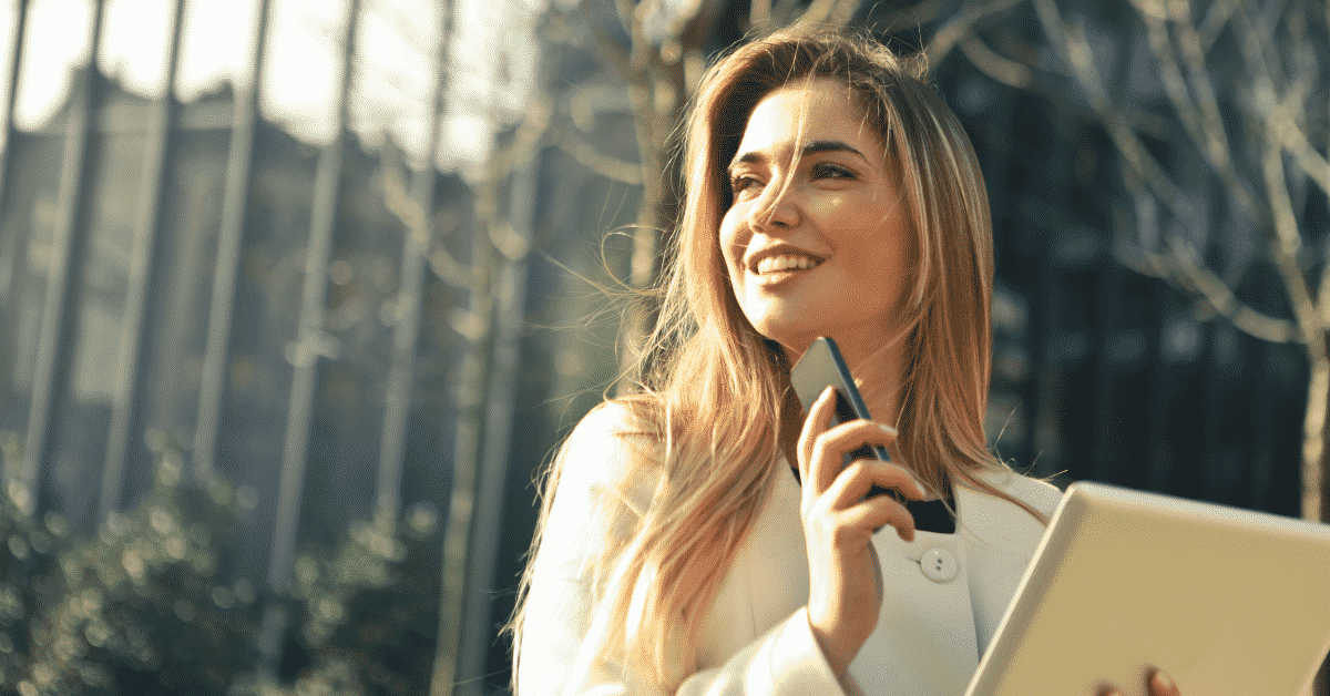 Buyer's agent with phone and tablet