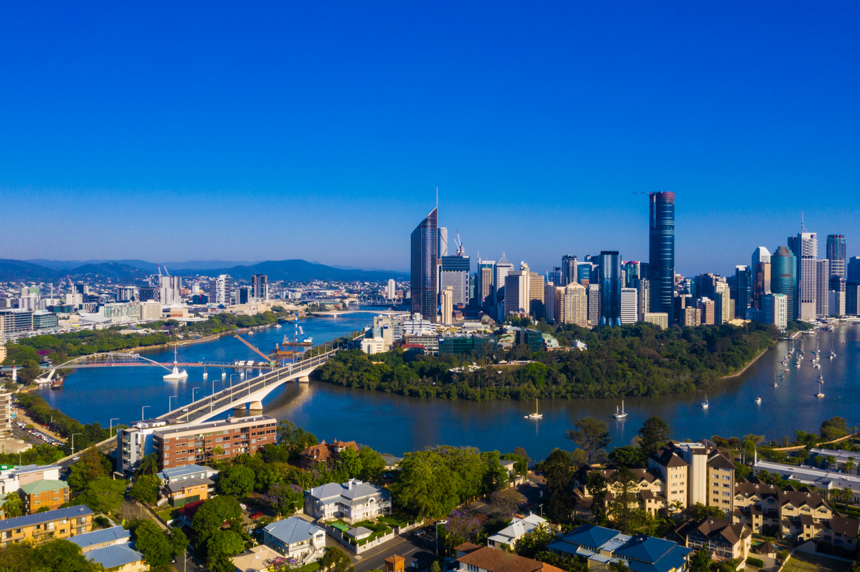 Aerial view of properties located in Brisbane, Queensland