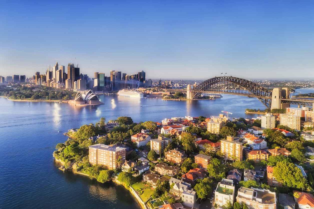 Aerial view of properties located in Sydney, New South Wales.