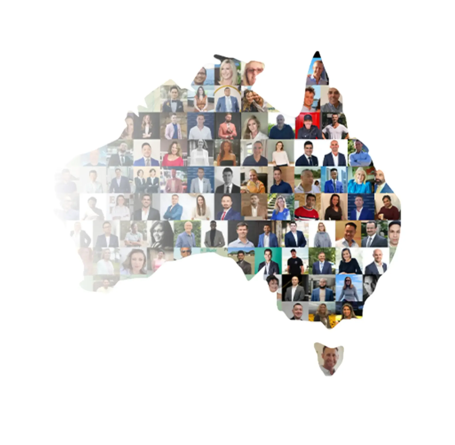 A map of Australia made up of portraits of Buyer’s Agent Institute students
